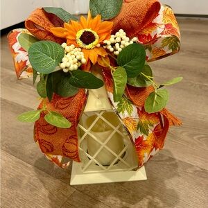 Autumn Lantern with Sunflower and Leaves